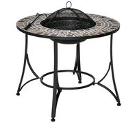 Outsunny Braciere da Esterno 3 in 1 Tavolino da Giardino e Griglia per Barbecue