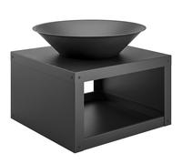 Outsunny Braciere rotondo Ø59 cm con ripiano portalegna e attizzatoio, nero Aosom Italy