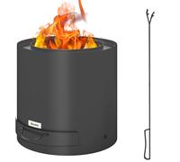 Outsunny Brasero da esterno Ø 45 cm con posacenere e porta bevande, riscaldamento a carbone per giardino, campeggio, cortile, acciaio nero