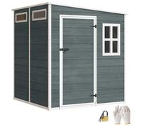 Outsunny Cap. attrez. 2.89m² Eff. legno 3 fin. 182x182x196 grig.