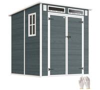Outsunny Capanno attrezzi 2.89m² Effetto legno 3 finestre 182x182x196cm
