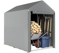 Outsunny Capanno Attrezzi anti UV con Ingresso a Zip in Metallo e PE Grigio