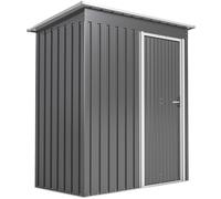Outsunny Capanno Attrezzi con Tetto Inclinato e Porta Scorrevole, in Acciaio e PP, 163x89x182 cm, Grigio Chiaro Aosom Italy