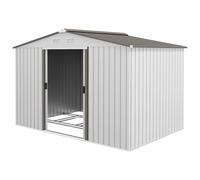 Outsunny Casetta da Giardino 5 m² con 4 Prese d'Aria e 2 Porte Scorrevoli, Capanno Porta Attrezzi in Lamiera d'Acciaio, 277x195x192 cm, Argento