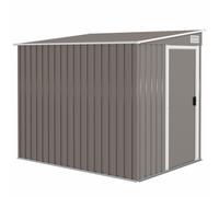 Outsunny Capanno Attrezzi in Metallo 1.5x2m con Base, Porta Scorrevole e Tetto Inclinato, Grigio Chiaro Aosom Italy