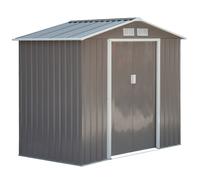 Outsunny Casetta da Giardino Porta Utensili in Lamiera con Porte Scorrevoli, 213x130x185cm, Grigio Aosom
