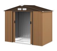Outsunny Casetta da Giardino Porta Utensili in Lamiera con Porte Scorrevoli, 213x130x185cm, Giallo