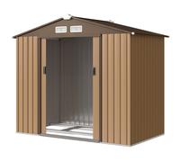 Outsunny Casetta da Giardino Porta Utensili in Lamiera con Porte Scorrevoli, 213x130x185cm, Giallo