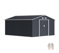 Outsunny Capanno da Giardino con Doppie Porte Scorrevoli e 4 prese d'aria, Casetta Attrezzi in Acciaio, 340x386x200 cm, Grigio Aosom Italy