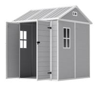 Outsunny Capanno da Giardino in Resina con Pavimento e 2 Porte 1.8 x 1.8 m