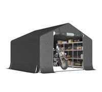 Outsunny Capanno da Giardino Tenda Garage 3x3m Impermeabile Metallo e PE Grigio