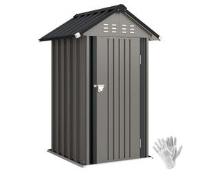 Outsunny Capanno Metallo 4'x4' con Porta Bloccabile, Grigio Chiaro