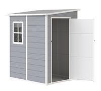 Outsunny Capanno per Attrezzi con Finestra e Serratura, Casetta da Giardino in Alluminio e PP, Capanno Giardino, 122x149x192cm, Grigio Aosom Italy