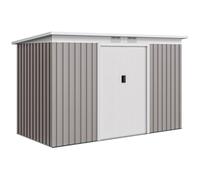 Outsunny Capanno per attrezzi da 3,6 m² con kit di fondazione in acciaio zincato con ante scorrevoli, dim. 280L x 130L x 172H cm, grigio chiaro