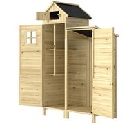 Outsunny Capanno Porta Attrezzi a 2 Zone con Ripiani Regolabili in Legno