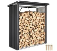 Outsunny Capanno Portalegna in Acciaio Base Rialzata e Tetto Inclinato Grigio