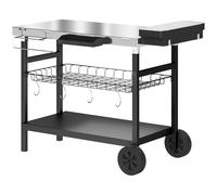 Outsunny Carrello Barbecue con Piano Acciaio Inossidabile, Ruote