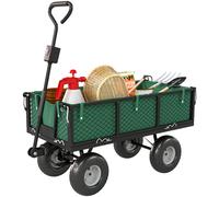 Outsunny Carrello da Giardino da 114L con 4 Ruote Grandi Capacità 200 kg, Carrello Spiaggia in Acciaio con Sacca Portaoggetti, Pareti Laterali Rimovibile e Maniglia Girevole, 105x51x54 cm, Verde
