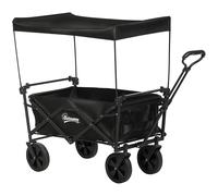 Outsunny Carrello da Giardinaggio 110L con Maniglia Telescopica e Tettuccio Nero