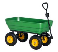 Outsunny Carrello da Giardino 125L con Vasca Ribaltabile e Maniglia Verde