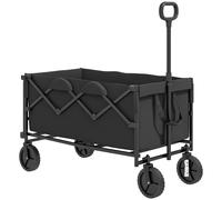 Outsunny Carrello da Giardino 160L Pieghevole con Manico Regolabile Nero