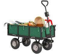 Outsunny Carrello da Giardino con Sacca Portaoggetti e Pareti Rimovibili Verde
