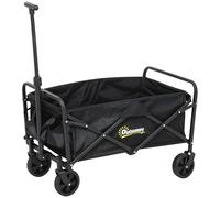Outsunny Carrello da Giardino da 62L con Ruote Girevoli, Carrello Spiaggia Pieghevole in Metallo e Tessuto Oxford con Borsa e Maniglia Girevole e Regolabile, 76x48x86 cm, Nero
