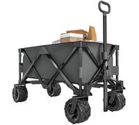 Outsunny Carrello da Giardino da Carico max 70kg con 4 Ruote, Carrello Spiaggia Pieghevole in Acciaio e Tessuto Oxford con Maniglia Telescopica Regolabile, per Giardino Campeggio, 108x55 cm, Grigio