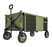 Outsunny Carrello da Giardino Pieghevole 125L, Verde, con Maniglia Ergonomica e 5 Sacche, Multiuso 108x55x93 cm Aosom