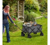 Outsunny carrello da spiaggia regolabile in altezza con manubrio grigio scuro