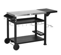 Outsunny Carrello per Barbecue con Tavolino Pieghevole, Carrello Cucina da Ester