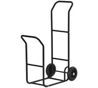 Outsunny Carrello Portalegna in Acciaio con 2 Ruote, Legnaia da Interno ed Esterno Multifunzionale, Capacità 100kg, 77x42x105cm, Nero