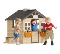 Outsunny Casetta Bimbi 3-7 Anni con 2 Finestre in Legno di Abete e PP