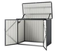 Outsunny Casetta Copri Bidoni da Esterno con Doppie Porte per 2 Bidoni Grigio