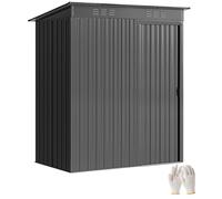 Outsunny Casetta da Giardino 1.37m² in Metallo, Montaggio Facile, Capanno Porta Attrezzi da Giardino con Prese d'Aria, Porta Scorrevole, Tetto Inclinato e Guanti, 159x106x181 cm, Grigio Scuro