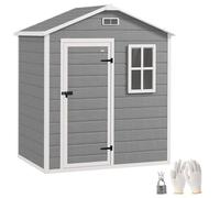 Outsunny Casetta da Giardino 1.9m² PP Alluminio con Pavimento Grigio