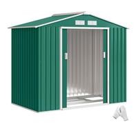Outsunny Casetta da Giardino Porta Utensili in Lamiera con Porte Scorrevoli, 213x130x185cm, Verde Aosom