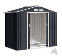 Outsunny Casetta da Giardino 2.5m² in Acciaio Zincato con Basamento e Prese d'Ar