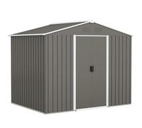 Outsunny Casetta da Giardino 3.6m² in Acciaio Zincato con Prese d'Aria, Capanno da Giardino con Tetto Inclinato, Doppie Porte Scorrevoli Bloccabili, Capanno Porta Attrezzi, 236x174x190cm, Grigio