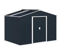 Outsunny Casetta da Giardino 5m² in Acciaio Zincato con kit Fondazione, Prese d'Aria, Capanno da Giardino con Tetto Inclinato, Doppia Porta Scorrevole Bloccabile, Capanno Porta Attrezzi, Grigio Scuro