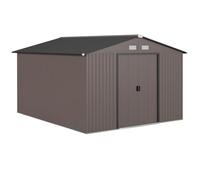 Outsunny Casetta da Giardino 8.3m² Acciaio Kit Fondazione Marrone