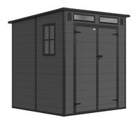 Outsunny Casetta da Giardino a 2 Ingressi con 3 Finestre e Prese d'Aria, in PP e Alluminio, 182x182x196 cm, Grigio Scuro Aosom Italy