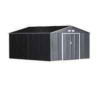 Outsunny Casetta da Giardino con Doppie Porte Scorrevoli e 4 prese d'aria, Capanno da Giardino in Acciaio, 340x386x200cm, Grigio Aosom Italy