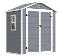 Outsunny Casetta da Giardino con Finestra e Doppia Porta con Serratura, Capanno per Attrezzi in Alluminio e PP, Grigio Aosom Italy