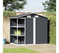 Outsunny, casetta da giardino con scaffale, in ferro, 205 x 130 x 183 cm, resistente magazzino per giardino e officina