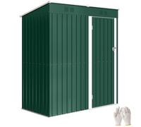 Outsunny Casetta da giardino da esterno 1,37 m², 163x90x179 cm, casetta da giardino in metallo con porta dotata di chiavistello e fessure di ventilazione, per riporre gli attrezzi, verde