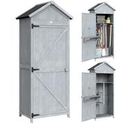 Outsunny Casetta In Legno, 77x52.5x178cm, Armadio con Banco Lavoro Ribaltabile Aosom Italy