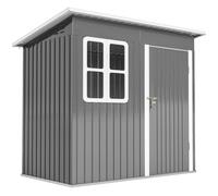 Outsunny Casetta da Giardino in Acciaio con Porta con Blocco, Finestra e Prese d'Aria, 2.2 x 1.3 m, Grigio