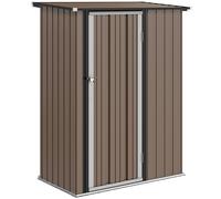 Outsunny Casetta da Giardino in Acciaio con Porta con Chiavistello, 143x89x186cm, Marrone