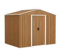 Outsunny Capanno Porta Attrezzi da Giardino con Porte Scorrevoli, Casetta in Lamiera di Acciaio, 236x174x190 cm, Marrone Aosom Italy